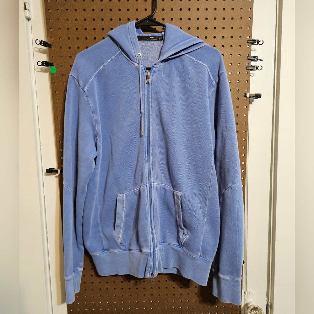 Ralph Lauren RLX Men's Light Blue Zip-Up Hoodie Size Large